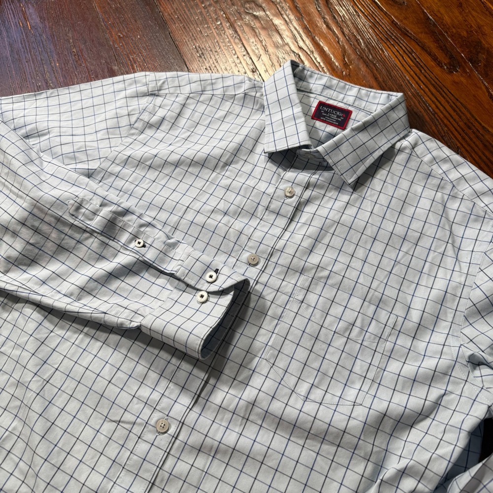 UNTUCKit Shirt Mens Large Stellenbosch Slim Fit Windowpane 40537